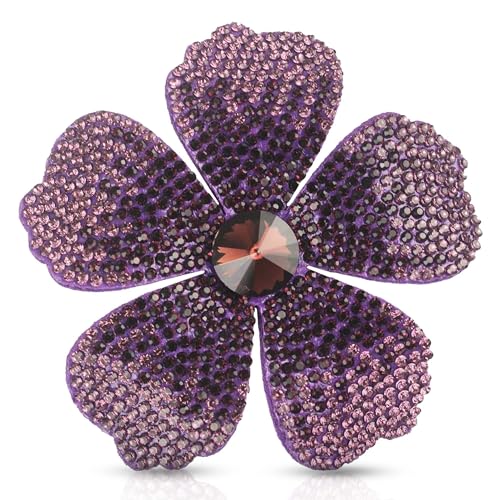 Mecool 7,5 cm Blumen-Haarspange für Hochzeiten Party erstellte Kristallbrosche Corsage Haar für Frauen | Blumen-Haarschmuck Haarspange Haarschmuck für Frauen Accessoires lila von Mecool