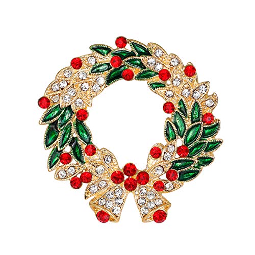 Mecool Brosche Weihnachten Kranz Pins Faux Crystal Blume Brosche für Weihnachten von Mecool