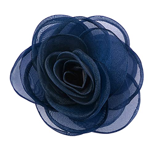 Mecool Frauen schöne Blume Haarspange Rose Broschen Dunkelblau von Mecool