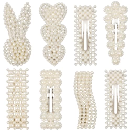 Mecool Haarklammern mit künstlichen Perlen für Damen, Haarspangen, Kopfbedeckung, Haarstyling-Zubehör für glatte und lockige Haarspangen, 8 Stück von Mecool