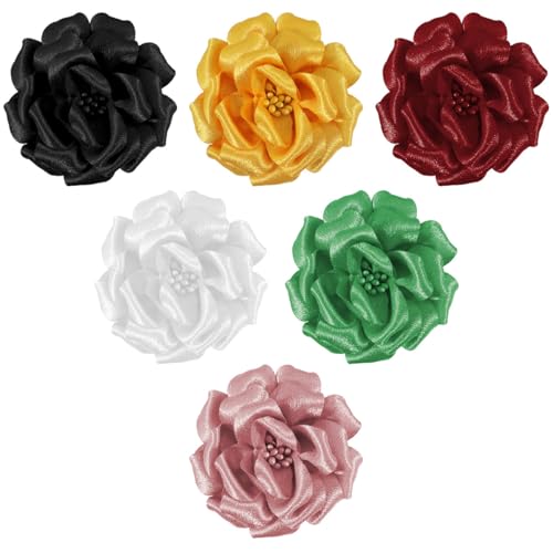 Mecool Haarschnitt große Rose Brosche Brosche Blume Kopfblume Haarklammer Mädchen Hochzeit Party Accessoires,6-teilige von Mecool