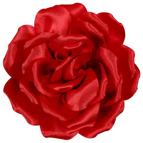 Mecool Haarschnitt große Rose Brosche Brosche Blume Kopfblume Haarklammer Mädchen Hochzeit Party Accessoires Rot von Mecool