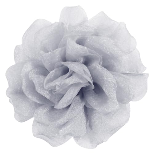 Mecool Haarspange Rose Brosche Kopfschmuck Blume Haarspange Haar Barrette Zubehör für Frauen Mädchen Party Hochzeit - Grau (11cm) von Mecool