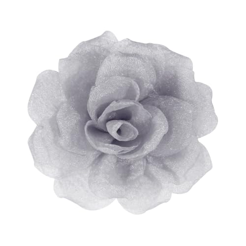 Mecool Haarspange Rose Brosche Kopfschmuck Blume Haarspange Haarspange Rose Haar Barrette Zubehör für Frauen Mädchen Party Hochzeit-Grau(8cm) von Mecool