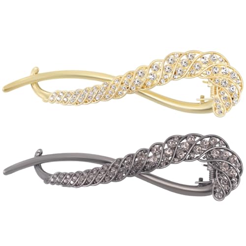 Mecool Kristall-Haarklammern für Damen, Pferdeschwanz-Halter, Kopfbedeckung, Haarstyling-Zubehör für glatte, lockige, gewellte Haarspangen, glitzernde Friseur-Clips, niedliche Geschenke für Frauen, 2 von Mecool