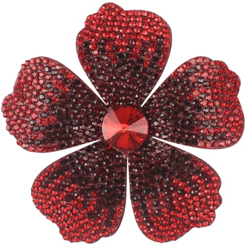 Mecool Rose Haar Clip Brosche Korsage Kopfschmuck Blume Haar Pin Künstlicher Kristall Rose Haar Barrette Zubehör für Frauen Mädchen Party, Rot von Mecool