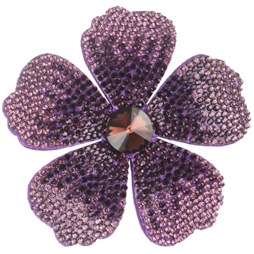 Mecool Rose Haar Clip Brosche Korsage Kopfschmuck Blume Haar Pin Künstlicher Kristall Rose Haar Barrette Zubehör für Frauen Mädchen Party, Violett von Mecool