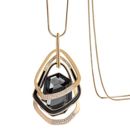Mecool Triple Layer Anhänger Halskette Lange Anweisung Anhänger Halskette Lange Pullover Chain-Polygon Anhänger von Mecool
