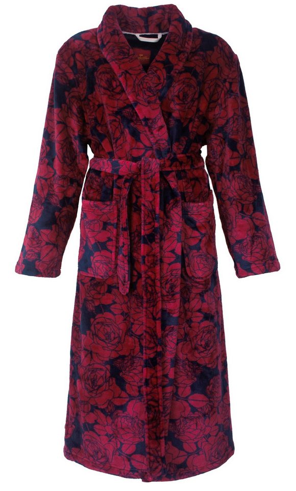 Medaillon Damenbademantel Ausgefallener Damen Morgenmantel, Midi, Polyester, Schalkragen, Gürtel, Modisches Design von Medaillon