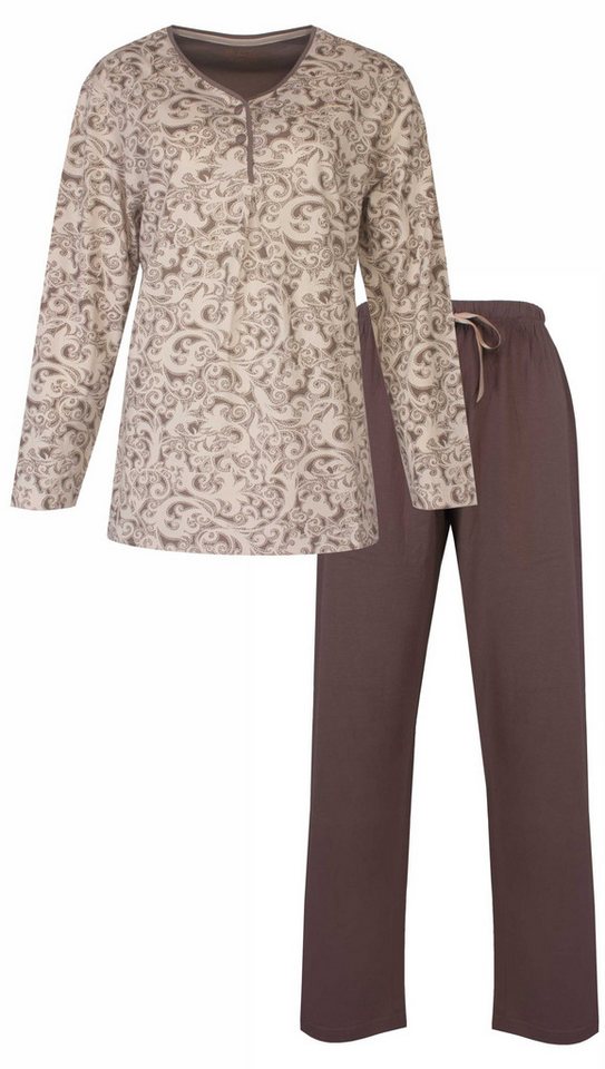 Medaillon Schlafanzug Damen Pyjama lang (2 tlg) Baumwolle von Medaillon