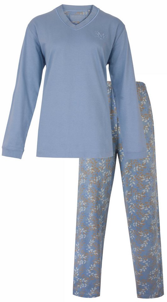 Medaillon Schlafanzug Damen Pyjama langer Arm (2 tlg) Baumwolle von Medaillon