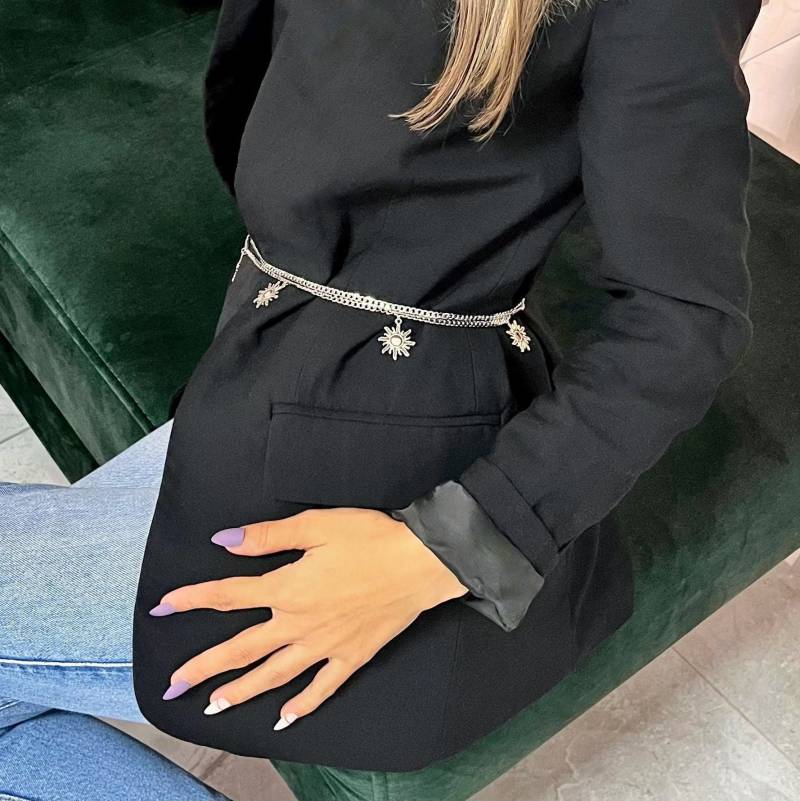 Metal Sun Belt, Chunky Belt Chain, Boho Style Belly Celestial Chain Gothic Hippie Cute Waist von MedcezirBohoJewelry