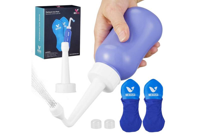 Medcosa Kühlpad Wiederverwendbare Kühlpads und mobile Reinigungsflasche, 1-tlg., Wiederverwendbare Eispackung und tragbare Bidetflasche von Medcosa