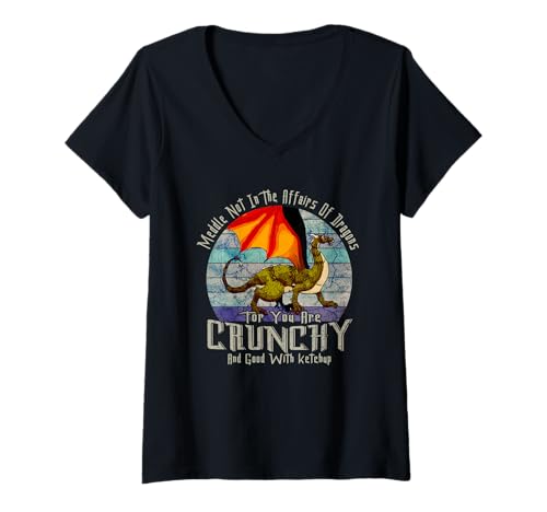 Damen Meddle Not In The Affairs of Dragons T-Shirt mit V-Ausschnitt Damen Meddle Not In The Affairs of Dragons T-Shirt mit V-Ausschnitt von Meddle Not In The Affairs Of Dragons Cute Tee