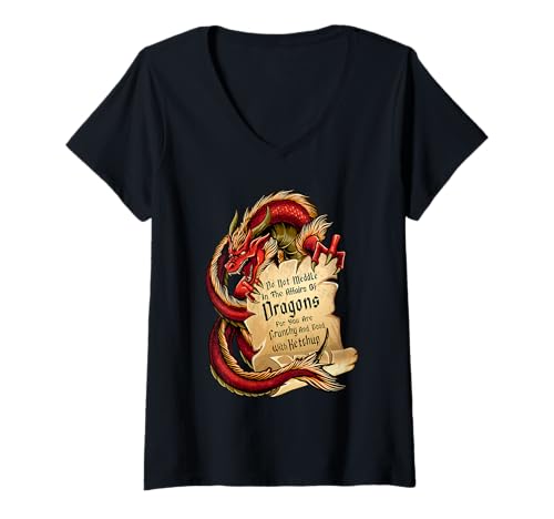 Damen Do Not Meddle In The Affairs of Dragons Funny Dragon T-Shirt mit V-Ausschnitt Damen Do Not Meddle In The Affairs of Dragons Funny Dragon T-Shirt mit V-Ausschnitt von Meddle Not In The Affairs Of Dragons Funny Tee