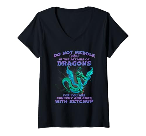 Damen Do Not Meddle In The Affairs of Dragons T-Shirt mit V-Ausschnitt Damen Do Not Meddle In The Affairs of Dragons T-Shirt mit V-Ausschnitt von Meddle Not In The Affairs Of Dragons