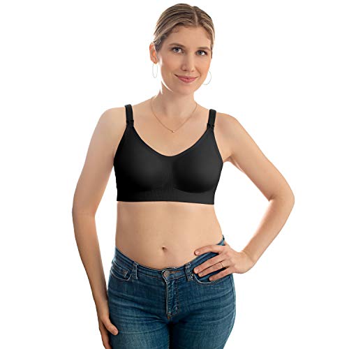 Medela Ultimativer Bodyfit-BH für Schwangere und Stillen, nahtloser Vier-Wege-Stretch, BHs für stillende Mütter - Schwarz - X-Large von Medela