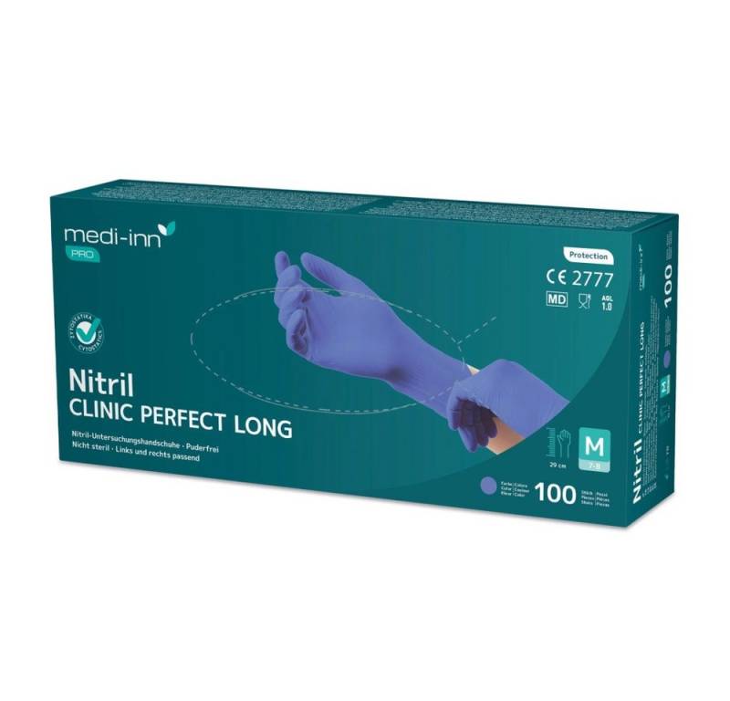 Medi-Inn Nitril-Handschuhe Clinic Perfect Blue Long Nitril-Einmalhandschuhe puderfrei von Medi-Inn