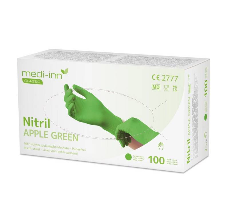 Medi-Inn Nitril-Handschuhe Nitril Apple Green Einmalhandschuhe, apfelgrün, puderfrei AQL: 1.5 von Medi-Inn