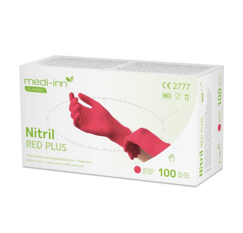 Medi-Inn Nitril-Handschuhe Nitril Red Plus Einmalhandschuhe puderfrei AQL: 1.5 von Medi-Inn