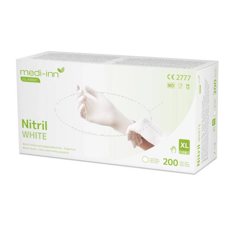 Medi-Inn Nitril-Handschuhe Nitril white Einmalhandschuhe Puderfrei Big Box puderfrei weiß AQL: 1.5 von Medi-Inn