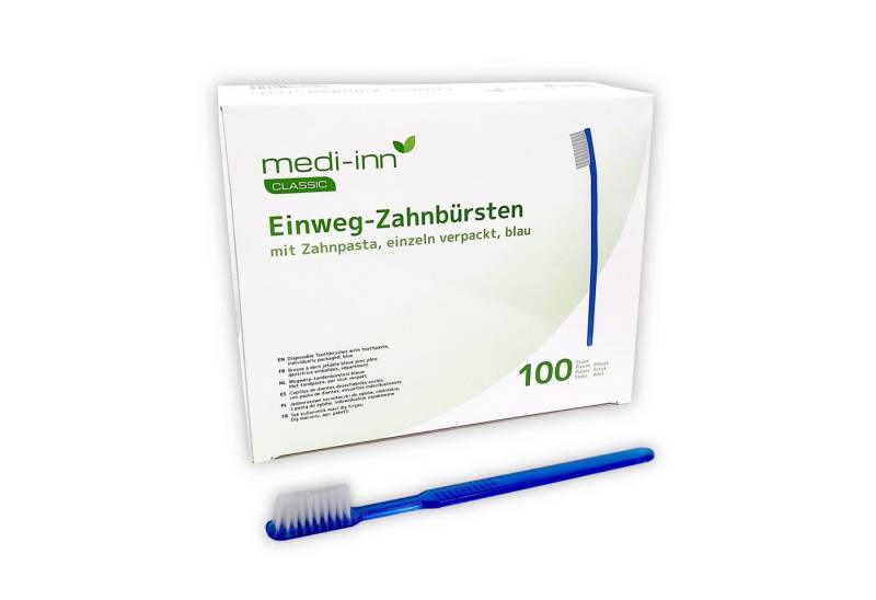 Medi-Inn Zahnbürste Medi-Inn Einweg-Zahnbürsten mit Zahnpasta, einzeln verpackt, blau von Medi-Inn