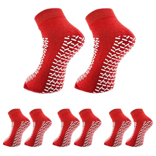 MediCounter 3 Paar Hausschuhsocken/Fallschutzsocken – Rot (Paar) Größe: Einheitsgröße – wie von NHS verwendet von MediCounter