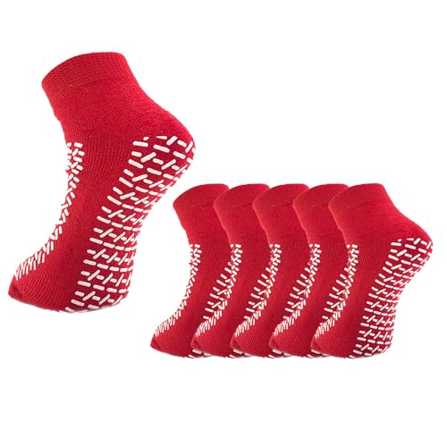 MediCounter Slippersocken/Sturzschutzsocken – Rot (6 Paar) Größe: Einheitsgröße – wie von NHS verwendet (6 Paar Doppeltrittsocken), rot, Einheitsgröße von MediCounter