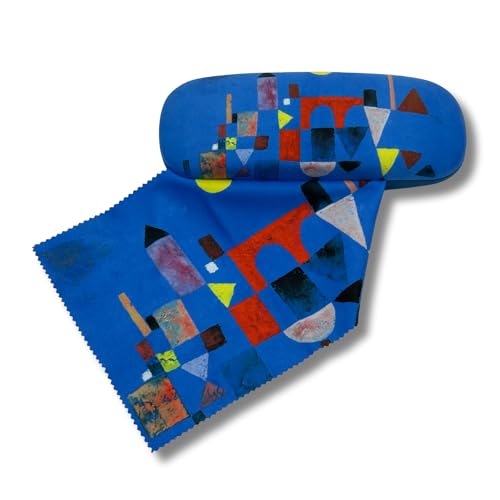 Brillenetui Hardcase mit Stoffbezug und Reinigungstuch aus Mikrofaser - FridolinEdition - Motiv: Rote Brücke - Künstler: Paul Klee von MediMuc