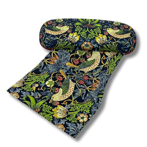Brillenetui Hardcase mit Stoffbezug und Reinigungstuch aus Mikrofaser - FridolinEdition - Motiv: Erdbeerdieb - Künstler: William Morris von MediMuc