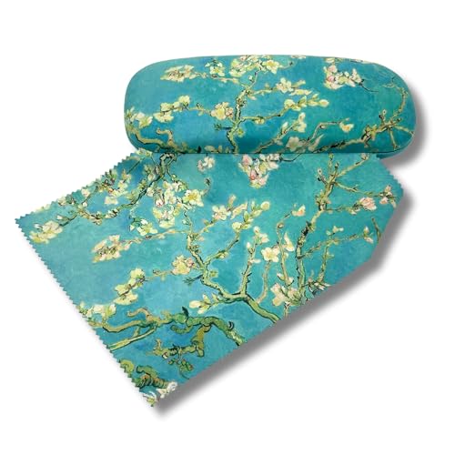 Brillenetui Hardcase mit Stoffbezug und Reinigungstuch aus Mikrofaser - FridolinEdition - Motiv: Mandelblüten - Künstler: Vincent Van Gogh von MediMuc