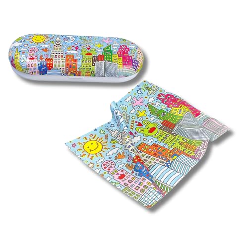 MediMuc Flaches Brillenetui mit passendem Reinigungstuch aus Microfaser - James Rizzi, My New York City - Maße: L/H/B 16 x 2,8 x 6,6cm - FridolinEdition von MediMuc