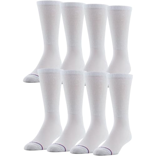 MediPeds 8 Paar Diabetikersocken mit nicht bindender Oberseite - Weiß - von MediPeds