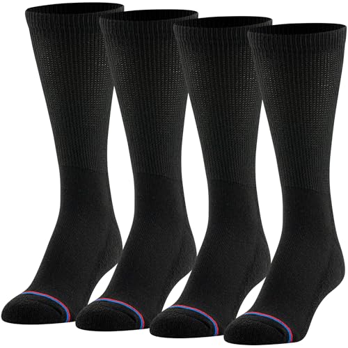 MediPeds PEDS Damen Diabetiker Crew Socken mit nicht bindendem Oberteil und gepolsterter Sohle 4 Paar, schwarz, 37.5-43 EU von MediPeds