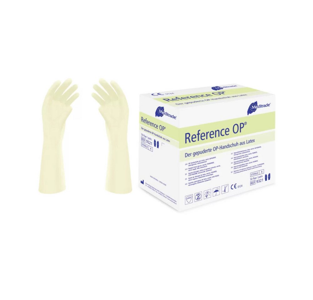MediTrade Einweghandschuhe 6x Reference™ OP, OP-Handschuh aus Latex, gepudert, Gr. 8, Packung von MediTrade