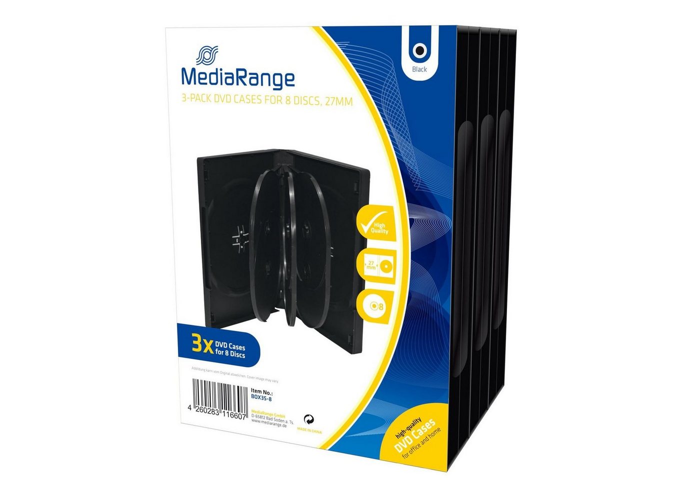 Mediarange Notebook-Rucksack MEDIARANGE DVD-Leerhülle für 8 Dics 27mm schwarz 3pcs von Mediarange