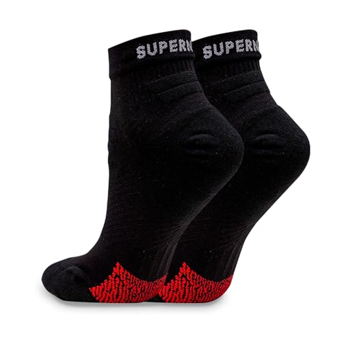 SuperNeuro Athletic Mini Crew Socken - schwarz - L - Balance & Stabilität - VOXX HPT Muster - AirGrid-Zone - feuchtigkeitsregulierend & belüftet - Verstärkte Ferse & flache Zehennaht - Nano-Faser von Mediashop