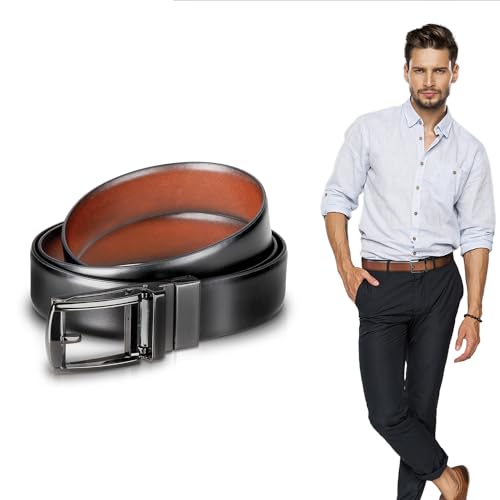 SureFit Belt - Ledergürtel ohne Löcher - Größe anpassbar - Länge 71 bis 116cm - hochwertiges Leder - 3,8cm breit - wendbarer Herrengürtel - schwarz & braun - Herren Business Anzug von Mediashop