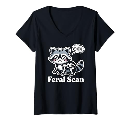 Damen Feral Scan Waschbär Radiologie Röntgentechnik Medizinischer Humor T-Shirt mit V-Ausschnitt Damen Feral Scan Waschbär Radiologie Röntgentechnik Medizinischer Humor T-Shirt mit V-Ausschnitt von Medical Xray Techs CT Scan Imaging Radiologists