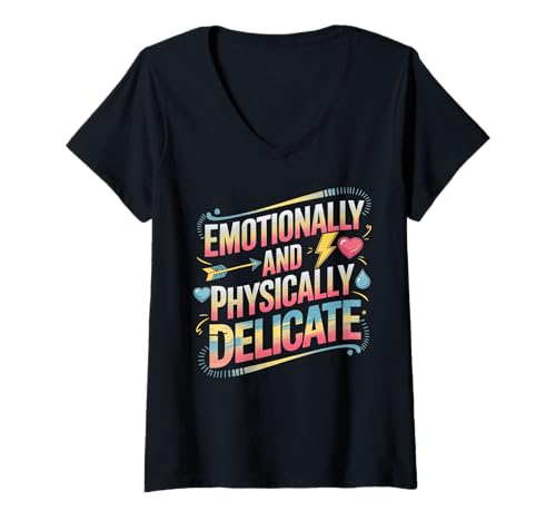 Damen Emotional und körperlich zart medizinisch zerbrechlich T-Shirt mit V-Ausschnitt Damen Emotional und körperlich zart medizinisch zerbrechlich T-Shirt mit V-Ausschnitt von Medically Fragile Emotionally Physically Delicate