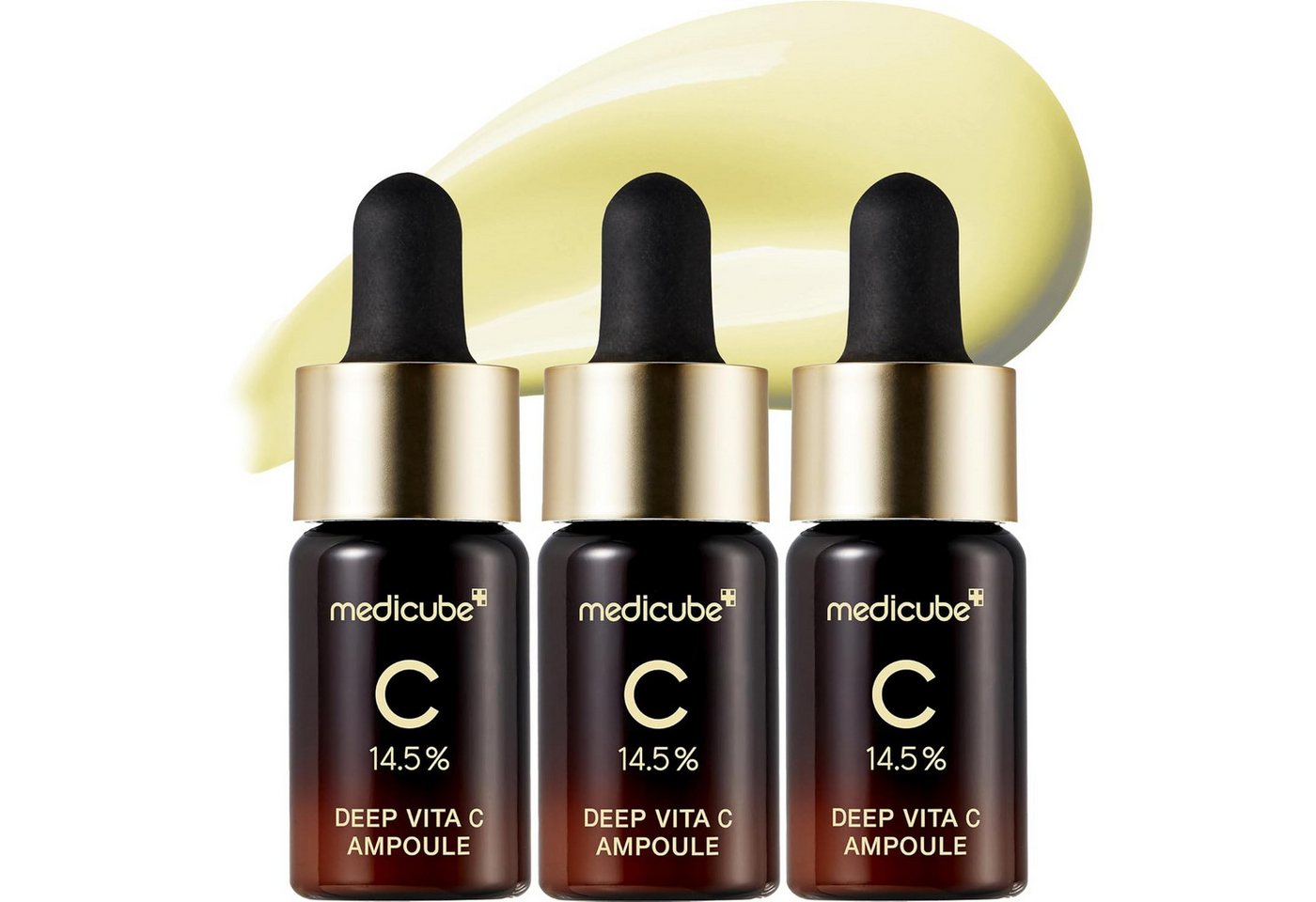 Medicube Gesichtsserum Deep Vita C Ampoule 2.0 – Aufhellendes Serum mit 14,5 % Vitamin C gegen dunkle Flecken & Hyperpigmentierung – Strahlender Teint, & glattere Hautstruktur für alle Hauttypen – 3x10 g Ampullen von Medicube