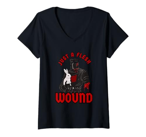 Damen Just A Flesh Black Wound Knight Humor T-Shirt mit V-Ausschnitt Damen Just A Flesh Black Wound Knight Humor T-Shirt mit V-Ausschnitt von Medieval Knight Humor Quirky Pop Culture