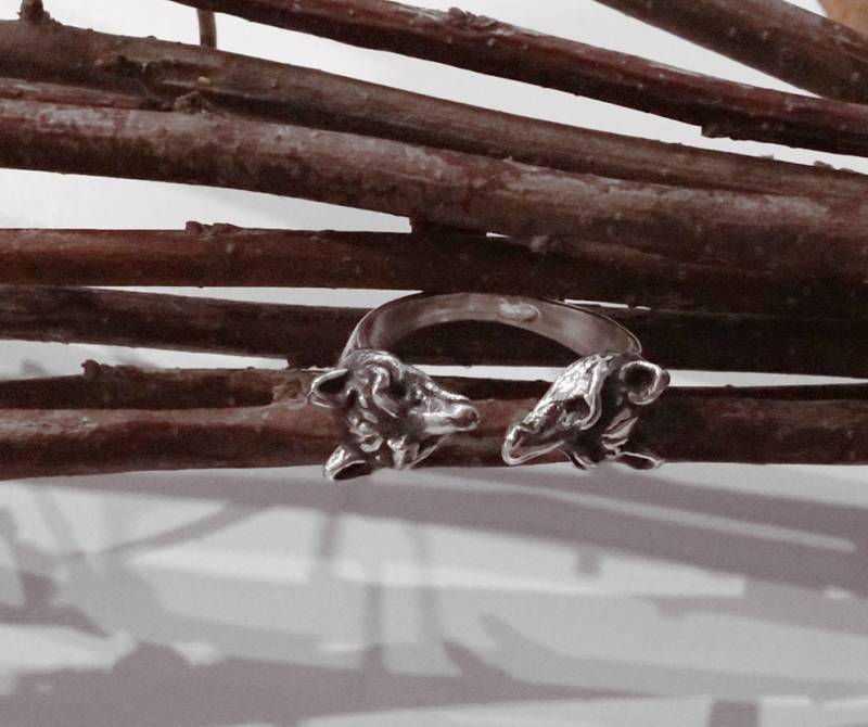 Fuchs Kopf Ring Sterling Silber Verstellbarer Tiertalisman Schmuck von MedievalJewelryMagic