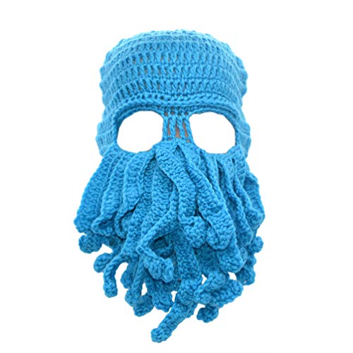 Stylish Unisex Knit Octopus Beanie Windproof Ski Mask Hat Cap Keep Face Warm Lake Blue von Medifier