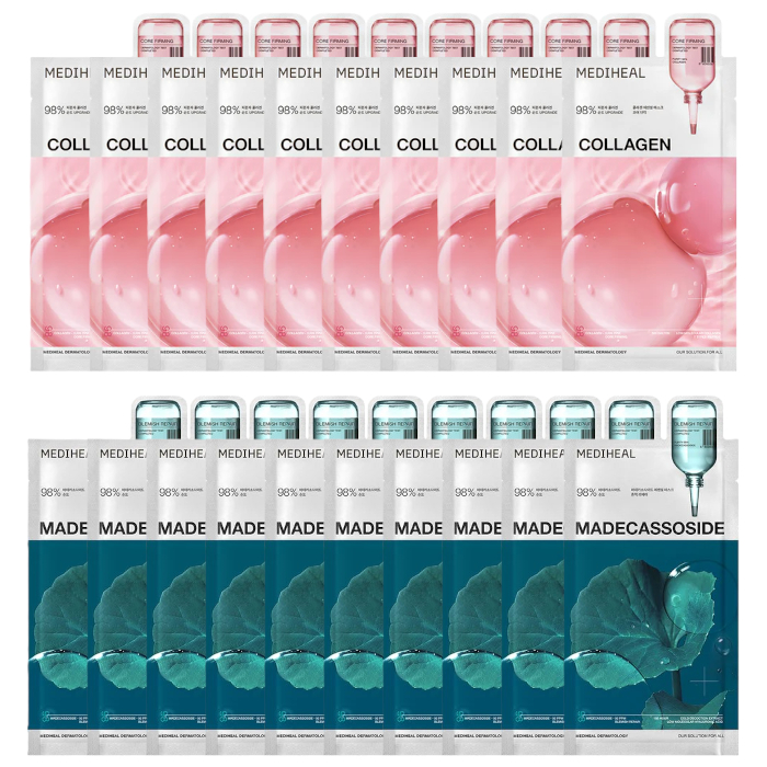 Mediheal - Collagen Essential Mask - 10pcs + Madecassoside Essential Mask - 10pcs Set von Mediheal