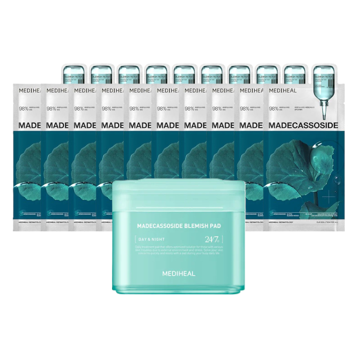 Mediheal - Madecassoside Blemish Pad - 100ea + Madecassoside Essential Mask - 10pcs Set von Mediheal