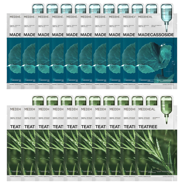Mediheal - Madecassoside Essential Mask - 10pcs + Teatree Essential Mask - 10pcs Set von Mediheal