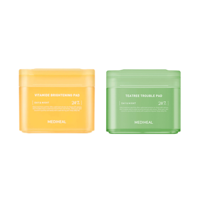 Mediheal - Teatree Trouble Pad - 100ea (1ea) + Vitamide Brightening Pad - 100ea (1ea) Set von Mediheal