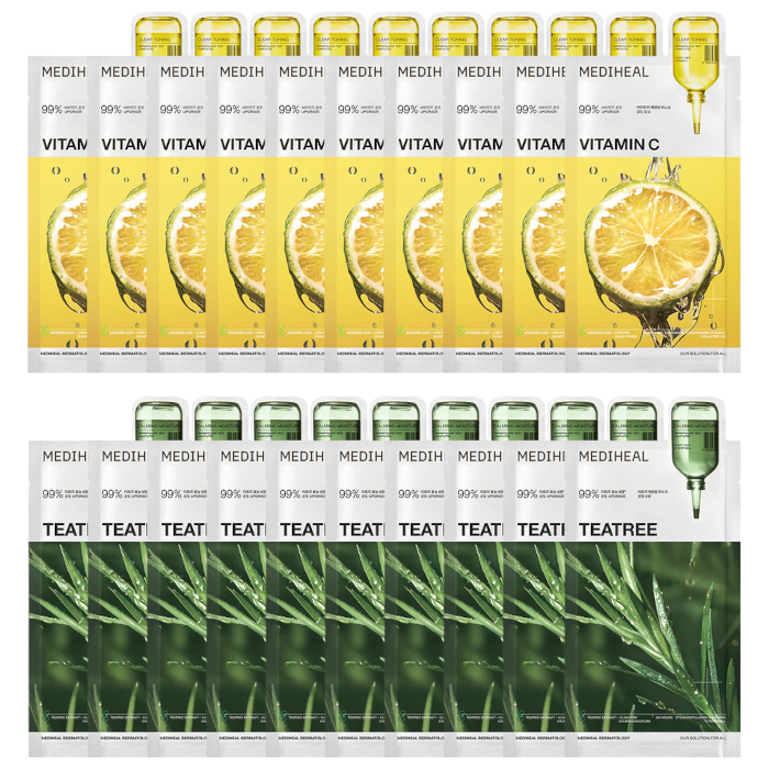 Mediheal - Vita Essential Mask - 10pcs + Teatree Essential Mask - 10pcs Set von Mediheal