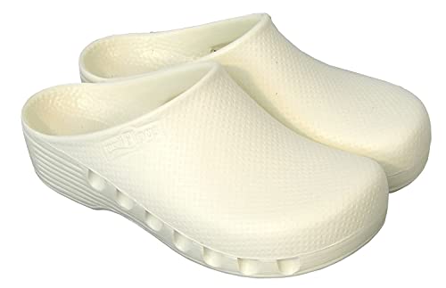 Medimex - Mediplogs Operationsblockschuh, perforiert an der Seite, antistatisch und rutschfest, waschbar bei 60 Grad – Krankenschwester-Clogs (Numeric_42), weiß, 42 EU von Medimex